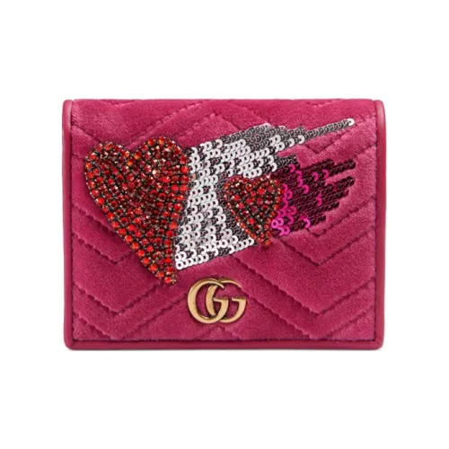 GUCCI Marmont Quilted Бархат Кошелек Женские Розово-красный