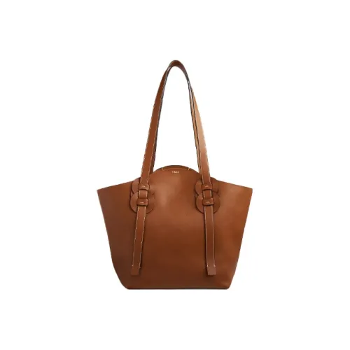 Chloe Smooth Calfskin Tote Bag Shopping Bag Medium Women's Caramel Brown