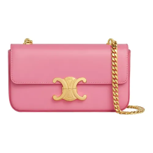CELINE Claude Сатин Телячья кожа Сумка через плечо Женская Ярко-розовая