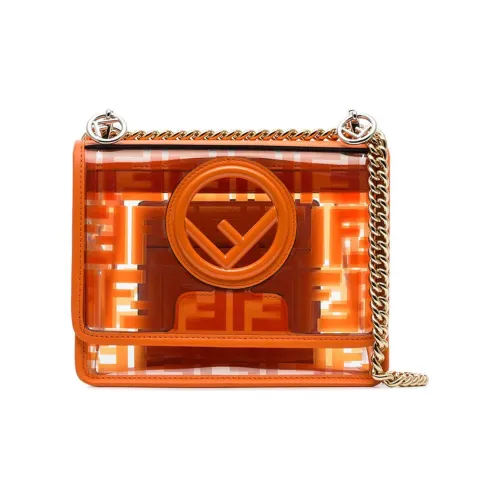 FENDI Kan I TPU с коровьей кожей цепочка сумка на плечо мини женский апельсин