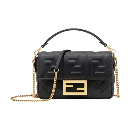 FENDI Baguette Овчина Сумка Baguette Сумка Сумка через плечо Сумка через плечо Мини Женская Черная