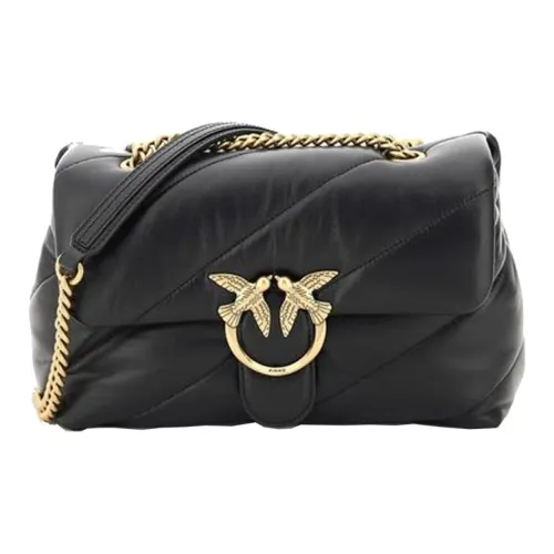 PINKO Puff Мягкий овчина Swallow Сумка Сумки через плечо Сумка на плечо Женская Черный Черный Золотой