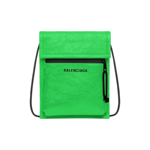 Balenciaga Коровья кожа крупнозернистая текстура одно плечо сумка маленькая мужская неоновый зеленый