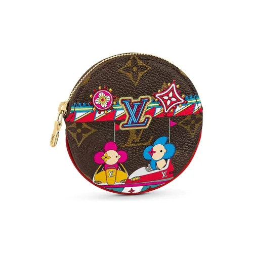 LOUIS VUITTON Холст Монета Кошелек Женский Красный