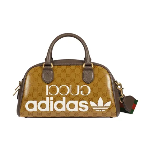 GUCCI Adidas Коллаборация Кожа Портативная Сумка через плечо Мини Мужская Коричнево-желтая