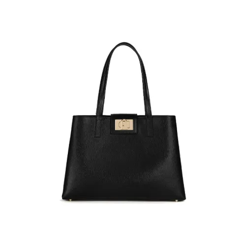 Furla 1927 Collection Кожа Доска для ноутбука Тоут Сумка Сумка для покупок Сумка через плечо Сумка Большая Женская Черная