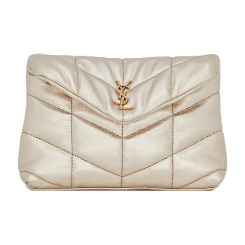 SAINT LAURENT Puffer Телячья кожа Клатч Женские Светло-золотой