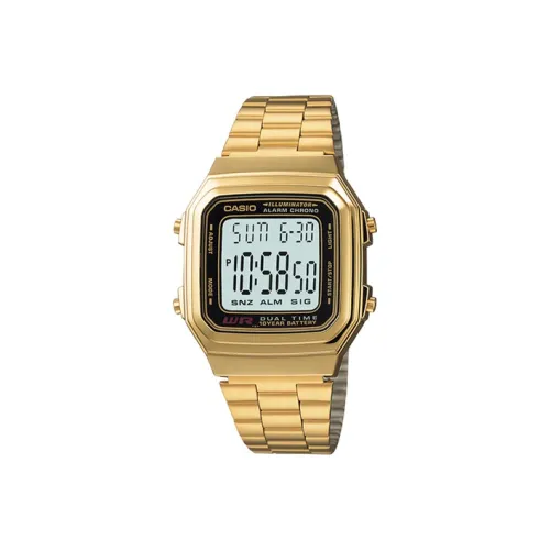 CASIO Collection Кварцевый механизм нержавеющая сталь ремешок женские часы золотой циферблат модель A178WGA 1ADF