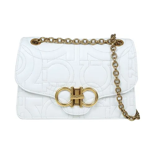 FERRAGAMO Сумка через плечо из коровьей кожи унисекс белого цвета