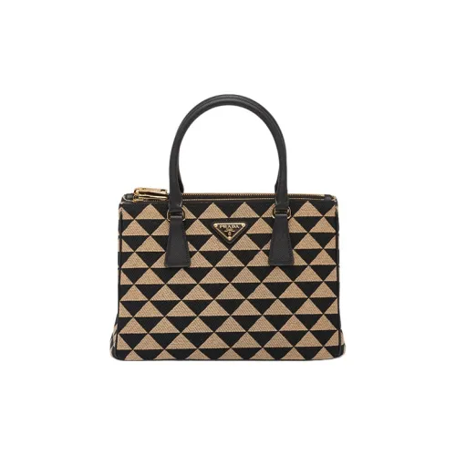 PRADA Galleria Killer Bag Вышивка Ткань Тоут Сумка Сумка для покупок Маленькая Женская Черная Бежевая Желтая