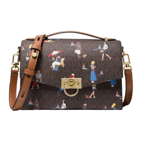 MICHAEL KORS Hendri Кожа Конверт Сумка Сумка через плечо Сумка на одно плечо Сумка среднего размера Женская Темно-коричневая