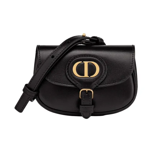 DIOR Bobby Гладкая коровья кожа Сумка Сумка через плечо Сумка через плечо Мини Женская Черная