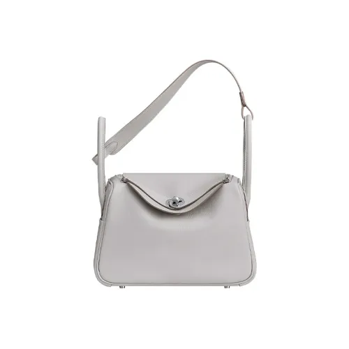 HERMES Lindy Evercolor Телячья кожа Сумка Сумка через плечо Женская 80 Gris Perle Жемчужно-серый