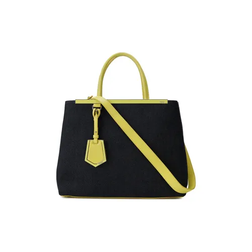 FENDI Холст Тоут Сумка Сумка для покупок Сумка через плечо Сумка среднего размера Женская Черная Желтая