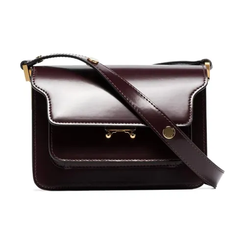 MARNI Основная часть Телячья кожа Аккордеонная сумка Сумка на плечо Женская Темно-красная