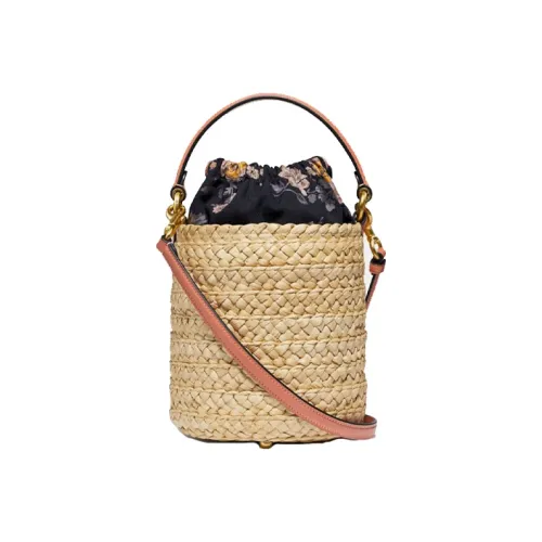 COACH Шнур кожа детали ведрообразная сумка сумка через плечо сумка через плечо женская солома