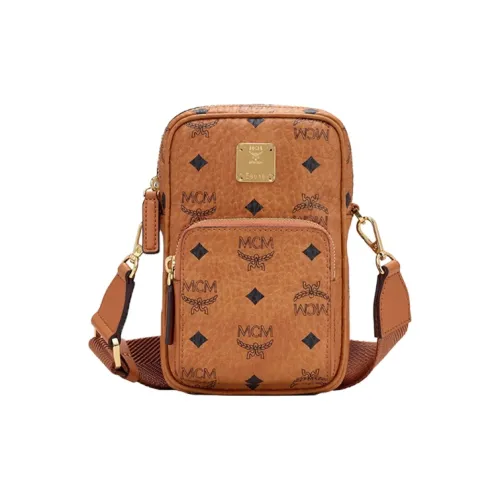 MCM Essential Visetos Origina Искусственная кожа Сумка через плечо Маленькая Унисекс Коричневый