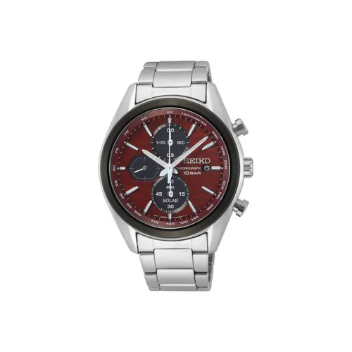 SEIKO Solar Series Кварцевый механизм нержавеющая сталь ремешок часы для мужчин красный циферблат модель SSC771P1