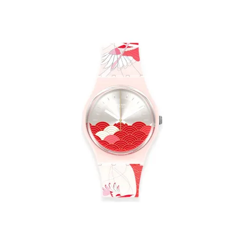 Swatch Quartz Механизм Унисекс Часы 34 мм Красный Циферблат Часы Керамические Корпус Часы Силиконовый Ремешок