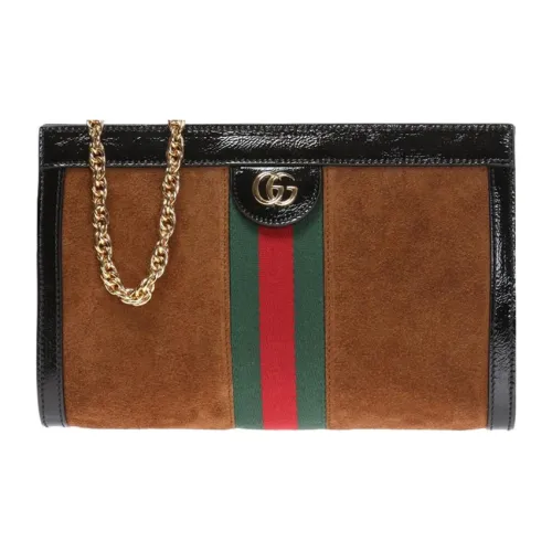 GUCCI Ophidia Замшевая Сумка через плечо Маленькая Женская Коричневая Черная