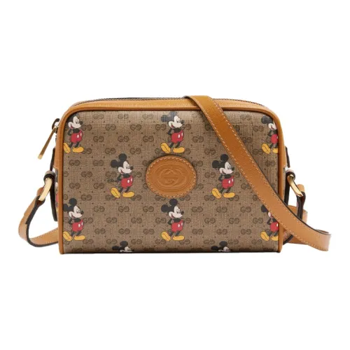 GUCCI Disney Коллаборация Лимитированная серия Холст с кожей Камера Сумка Сумка через плечо Женская