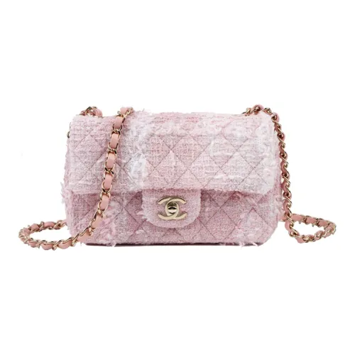 CHANEL Твидовая сумка через плечо мини женская розовая