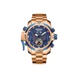 RGA3532-Розовый корпус, синий циферблат, красные стрелки, стальной браслет