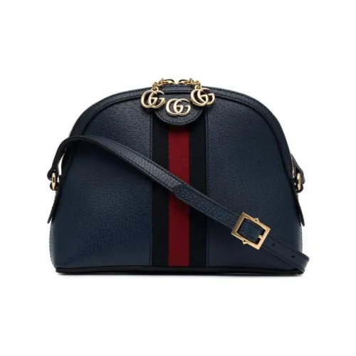 GUCCI Ophidia Кожа Сумка-купол Сумка через плечо Маленькая Женская Темно-синяя