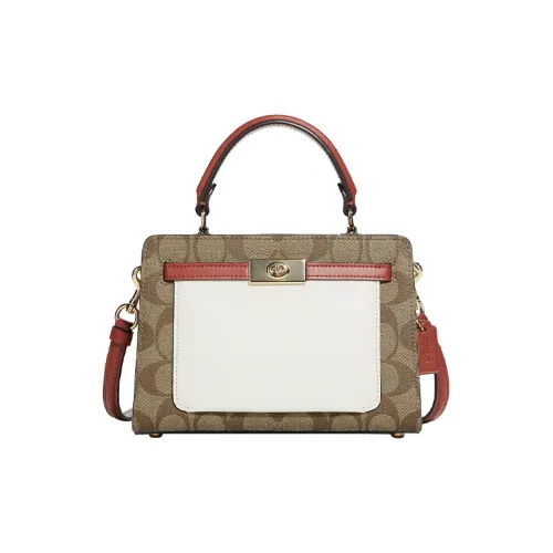 COACH Lane Холст и Кожа Сумка Сумка через плечо Сумка через плечо Женская Хаки и Белая