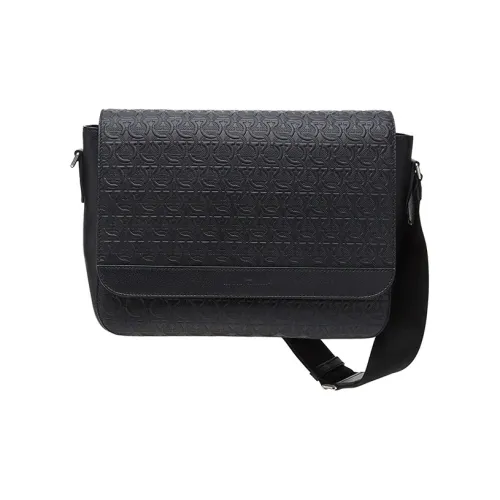 Ferragamo Gancini Сумка через плечо из коровьей кожи мужская черная