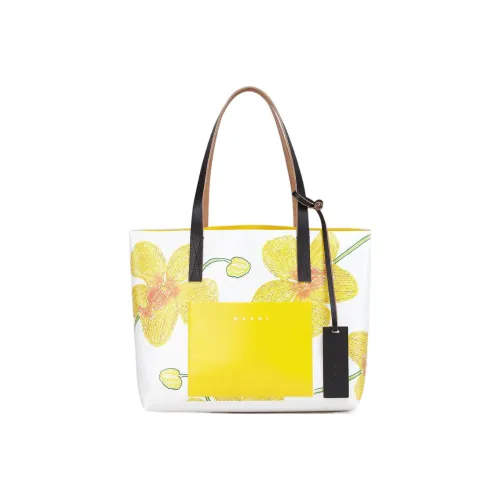 MARNI Текстиль Кожа Тоут Сумка Сумка для покупок Сумка на плечо Сумка обычная унисекс Желтый