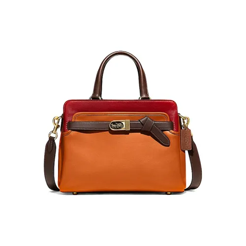 COACH Tate Дубленая кожа Сумка через плечо Сумка Большая Женская Оранжевая Красная Коричневая