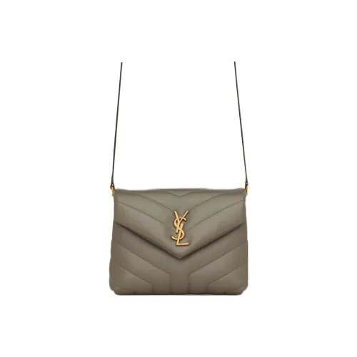 SAINT LAURENT LOULOU Сумка через плечо из кожи сумка на плечо женская серый цвет с зеленым горошком