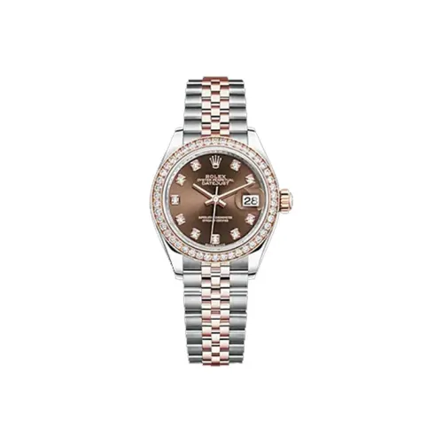 ROLEX Женская одежда Log Series Автоматический механический механизм Женские часы 28 мм Кофейный циферблат часов
