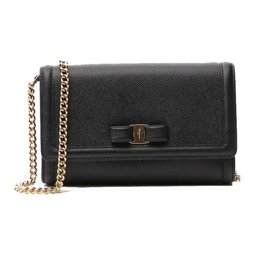 FERRAGAMO Vara GRAIN LEATHER Bowknot Сумка Push Button Сумка Сумка через плечо Сумка на плечо Женская Черная