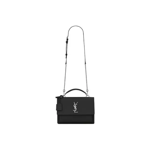 SAINT LAURENT Sunset Smooth Leather Sunset Bag Handbag Shoulder Bag Crossbody Bag Medium Women's Black