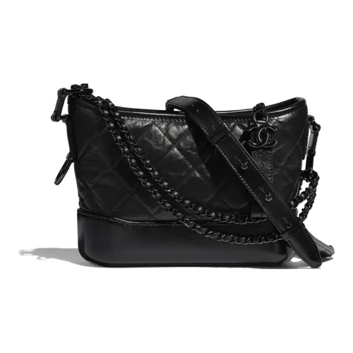 CHANEL GabrielleSo Черная Телячья Кожа Сумка Сумка через плечо Сумка через плечо Маленькая Женская Чисто Черная