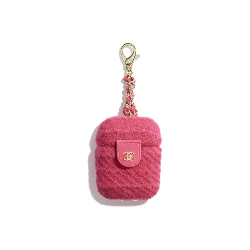 CHANEL Шерсть Клетка Золото Металл Клатч Женский Малиновый Розовый