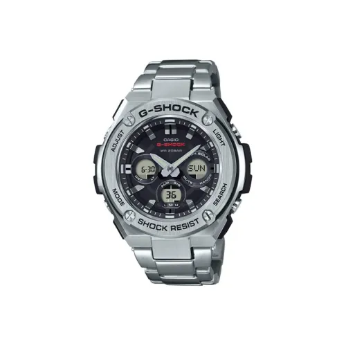 CASIO г Steel series Кварцевый механизм Нержавеющая сталь Ремешок Часы Мужские Черный циферблат GST S310D 1A