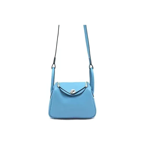 HERMES Lindy Телячья кожа Сумка Сумка через плечо Сумка через плечо Мини Женская P3 BLEU DU Nord Northern Синий
