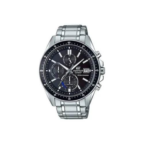 CASIO EDIFICE Collection Солнечный кварцевый механизм механизм нержавеющая сталь ремешок часы для мужчин черный циферблат