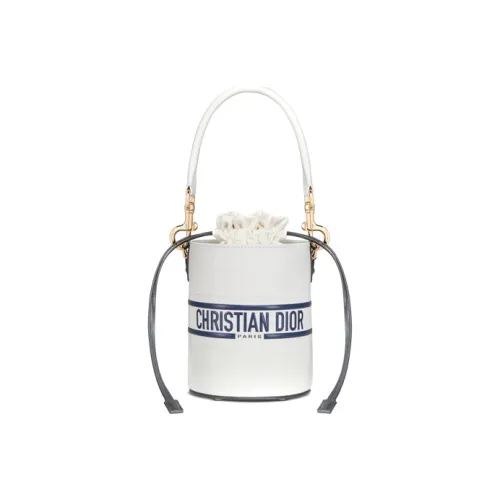 DIOR Корова Кожа Ведрообразная Сумка Сумка через плечо Сумка Маленькая Женская Белая