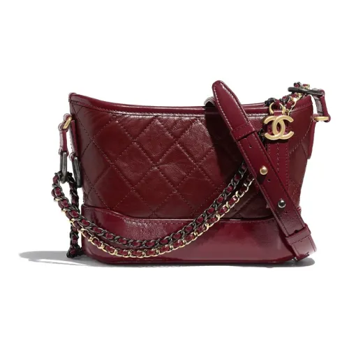 CHANEL Gabrielle Телячья кожа Сумка-хобо Сумка через плечо Женская Бордовая