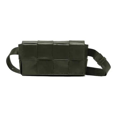 Bottega Veneta Cassette Belt Корова Кожа Коробка Сумка Camera Сумка Банан Сумка через плечо Мини Мужская Поле Зеленый