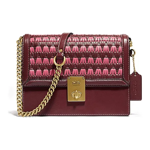 COACH Коровья кожа Маленькая квадратная сумка сумка с цепочкой сумка через плечо стандартная женская красная