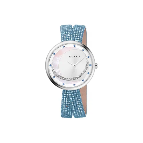 Elixa Кварцевый механизм Женские часы 32 мм Серебристый циферблат Корпус из нержавеющей стали Ремешок из коровьей кожи