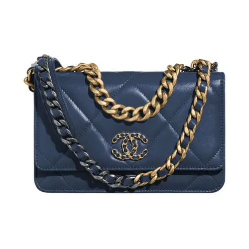 CHANEL 19Bag Lambskin Плечевая сумка Mini Женская Морской синий