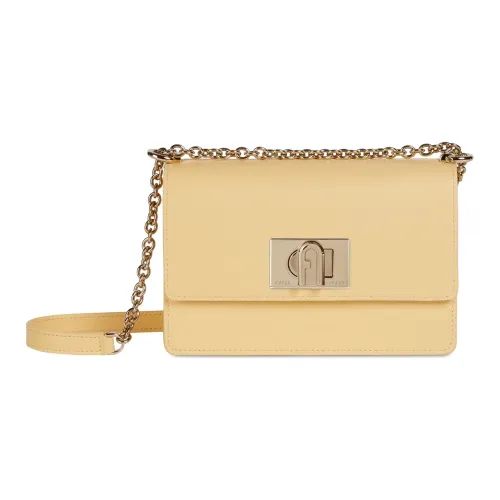 Furla 1927 Collection Текстурированная кожа Сумка через плечо Мини Женская Светло-желтая