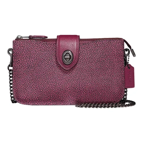 COACH Turnlock Кожа Сумка через плечо Средняя Женская Темно-красная