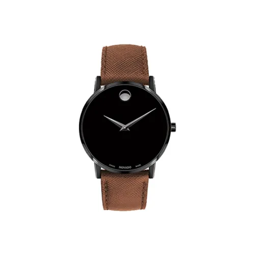 MOVADO Кварцевый механизм Мужские часы Часы 40 мм Черный циферблат Стальной корпус Часы Кожаный ремешок